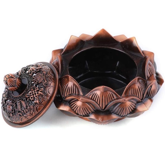 Cast Lotus Tibetan Incense/Candle Holder - Picture 4 of 14